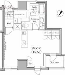 PARKHABIO水天宮前 ワンルームの間取図画像