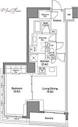 ザ・パークハビオ日本橋馬喰町 1LDKの間取図画像