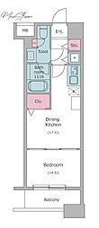 レジディア上野池之端 1DKの間取図画像