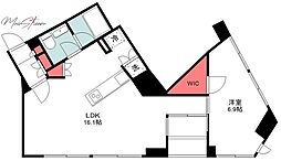 ベルドゥムール東京八丁堀 1LDKの間取図画像