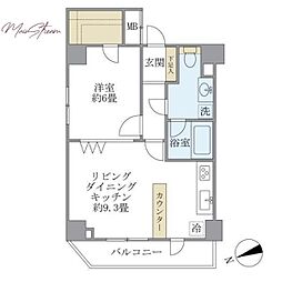 KDXレジデンス文京湯島 1LDKの間取図画像