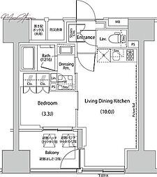 ザ・パークハビオ人形町レジデンス 1LDKの間取図画像