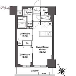 BluRock後楽園 2LDKの間取図画像