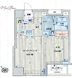 プレール・ドゥーク八丁堀 1LDKの間取図画像