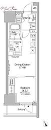 ザ・パークハビオ日本橋茅場町 1DKの間取図画像