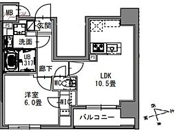 S-RESIDENCE新御徒町East 1LDKの間取図画像