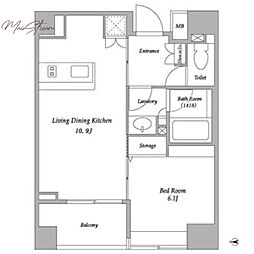 BPRレジデンス蔵前 1LDKの間取図画像