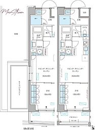 パークアクシス文京本郷 1LDKの間取図画像
