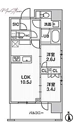 台東区元浅草1丁目マンション 2LDKの間取図画像