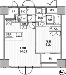 東神田テラスレジデンス 1LDKの間取図画像