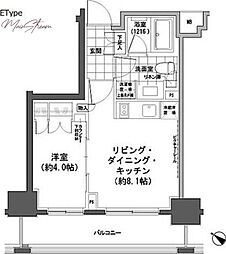 パークハビオ人形町 1LDKの間取図画像