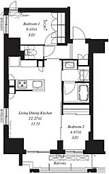フレンシア御徒町 2LDKの間取図画像