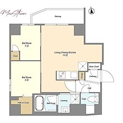 グランカーサ上野松が谷 3階2LDKの間取り