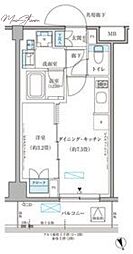 パークアクシス文京本郷 4階1DKの間取り