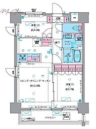 ジェノヴィア浅草VIスカイガーデン 3階2LDKの間取り