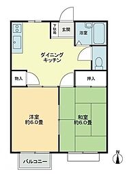 フォブール古高松A 2DKの間取図画像