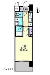 JR高徳線 栗林公園北口駅 徒歩7分の賃貸マンション 9階1Kの間取り