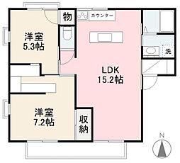 高松琴平電気鉄道長尾線 花園駅 徒歩11分の賃貸アパート 2階2LDKの間取り