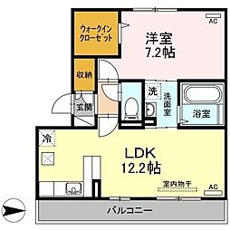 高松琴平電気鉄道長尾線 林道駅 徒歩10分の賃貸アパート 1階1LDKの間取り