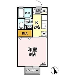 高松琴平電気鉄道長尾線 元山駅 徒歩29分の賃貸アパート 2階1Kの間取り