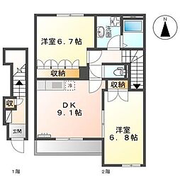 高松琴平電気鉄道長尾線 池戸駅 徒歩13分の賃貸アパート 2階2DKの間取り