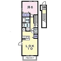 JR予讃線 香西駅 徒歩23分の賃貸アパート 2階1LDKの間取り