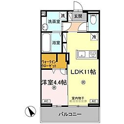 JR高徳線 昭和町駅 徒歩9分の賃貸アパート 3階1LDKの間取り