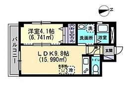 JR高徳線 栗林公園北口駅 徒歩4分の賃貸マンション 3階1LDKの間取り