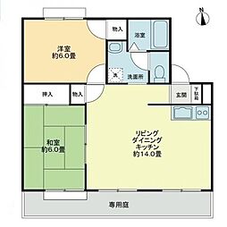 高松琴平電気鉄道長尾線 元山駅 徒歩22分の賃貸アパート 1階2LDKの間取り