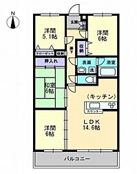 JR高徳線 木太町駅 徒歩8分の賃貸マンション 6階4LDKの間取り