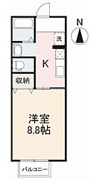 高松琴平電気鉄道長尾線 林道駅 徒歩2分の賃貸アパート 2階1Kの間取り