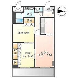高松琴平電気鉄道長尾線 池戸駅 徒歩33分の賃貸アパート 3階2LDKの間取り