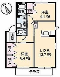 高松琴平電気鉄道長尾線 元山駅 徒歩26分の賃貸アパート 1階2LDKの間取り