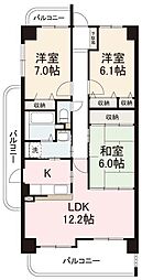 高松琴平電気鉄道長尾線 林道駅 徒歩14分の賃貸マンション 3階3LDKの間取り