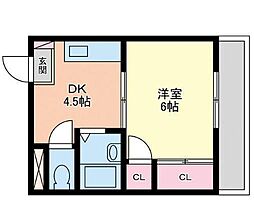 JR高徳線 昭和町駅 徒歩11分の賃貸マンション 1階1DKの間取り