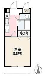 JR高徳線 栗林公園北口駅 徒歩9分の賃貸マンション 2階1Kの間取り