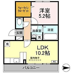 高松琴平電気鉄道長尾線 林道駅 徒歩10分の賃貸アパート 3階1LDKの間取り
