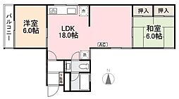 番町ブリックガーデン 2LDKの間取図画像