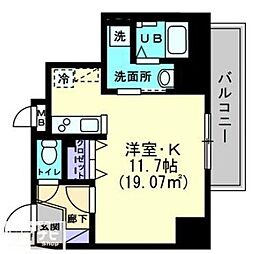 JR高徳線 栗林駅 徒歩5分の賃貸マンション 7階ワンルームの間取り