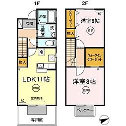 高松琴平電気鉄道長尾線 水田駅 徒歩4分の賃貸アパート 1階2LDKの間取り