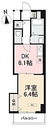 JR高徳線 栗林公園北口駅 徒歩7分の賃貸マンション 6階1DKの間取り