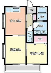 高松琴平電気鉄道長尾線 水田駅 徒歩15分の賃貸マンション 3階2DKの間取り