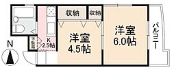 JR高徳線 昭和町駅 徒歩11分の賃貸マンション 2階2Kの間取り