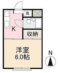 JR高徳線 木太町駅 徒歩23分の賃貸アパート 1階1Kの間取り