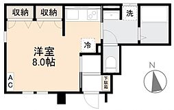 JR高徳線 栗林駅 徒歩8分の賃貸アパート 1階ワンルームの間取り