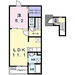 JR予讃線 端岡駅 徒歩29分の賃貸アパート 2階1LDKの間取り
