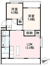 高松琴平電気鉄道長尾線 元山駅 徒歩4分の賃貸マンション 1階2LDKの間取り