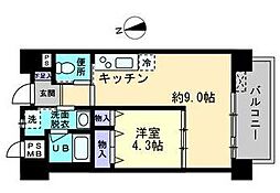 JR高徳線 昭和町駅 徒歩7分の賃貸マンション 8階1LDKの間取り