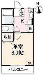 JR高徳線 栗林公園北口駅 徒歩12分の賃貸アパート 1階1Kの間取り