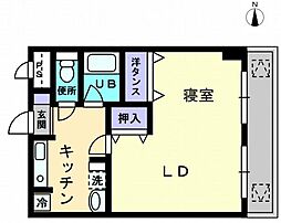 JR予讃線 高松駅 徒歩6分の賃貸マンション 5階1Kの間取り